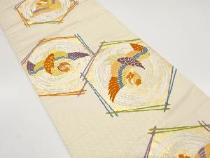 松葉亀甲に鳳凰模様織り出し　袋帯